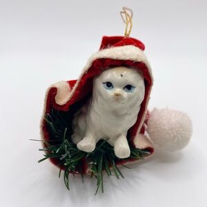 Enesco Red and White Cat Ornament
